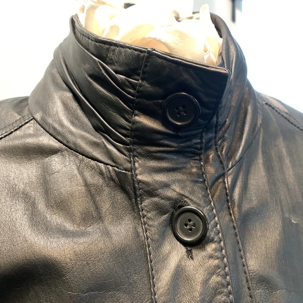 Vintage 100% Leather Women Full Length Trench Coatt M S 6 8 - Picture 2 of 12